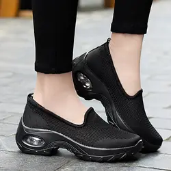 Новый стиль Женская сетчатая дышащая ходьба обувь уличная платформа легкие кроссовки