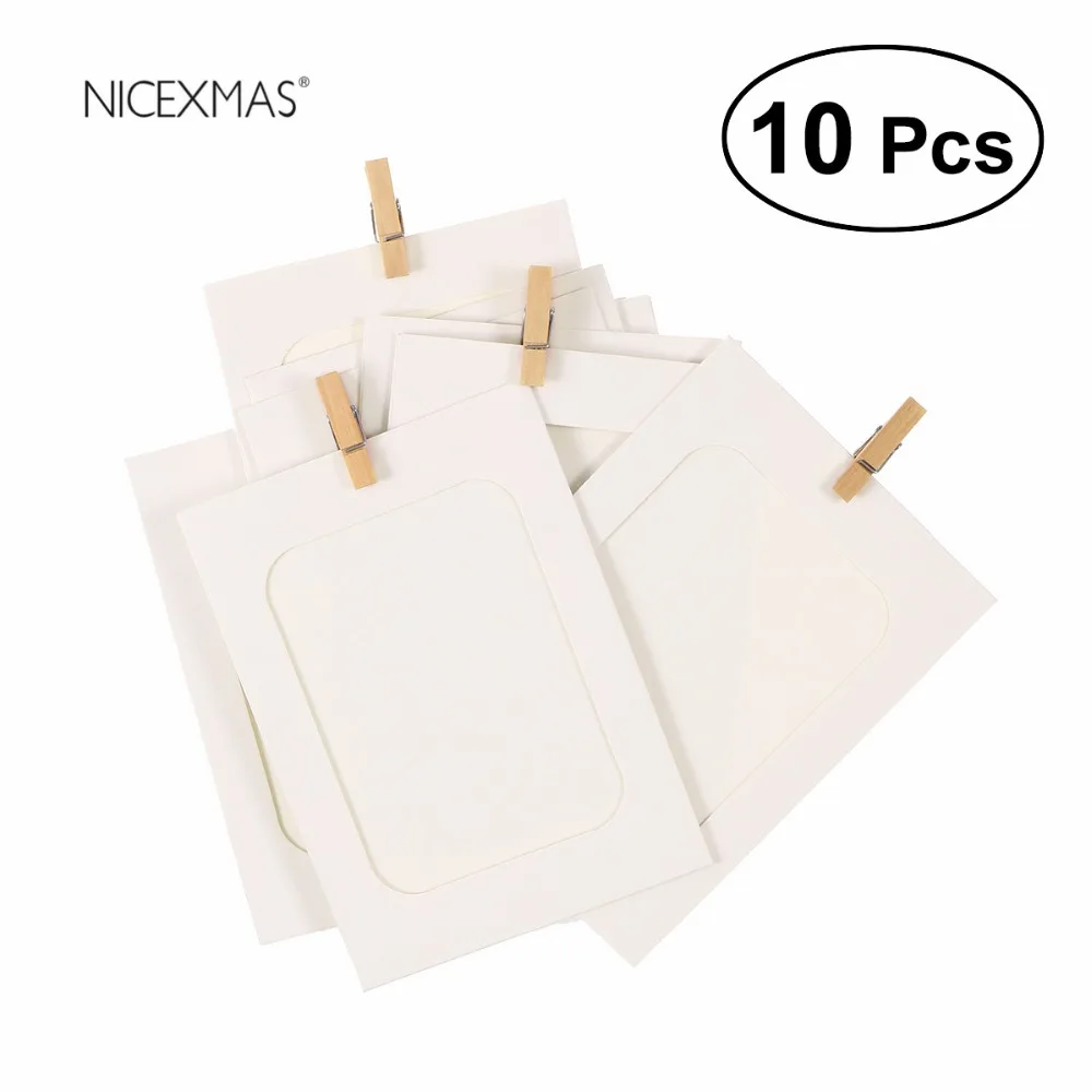 

10pcs DIY 6inch Hanging Album Clip Kraft Paper Photo Frame Strings Rope Clips Sets for Wedding Decoration Garland