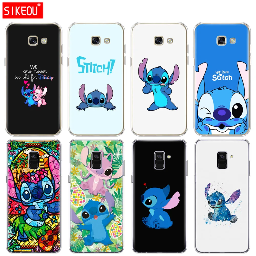 Silicone phone case cover for Samsung Galaxy A8 2018 A3 A310 A5 A510 A7 2016 2017 cute cartoon Lilo Stitch |
