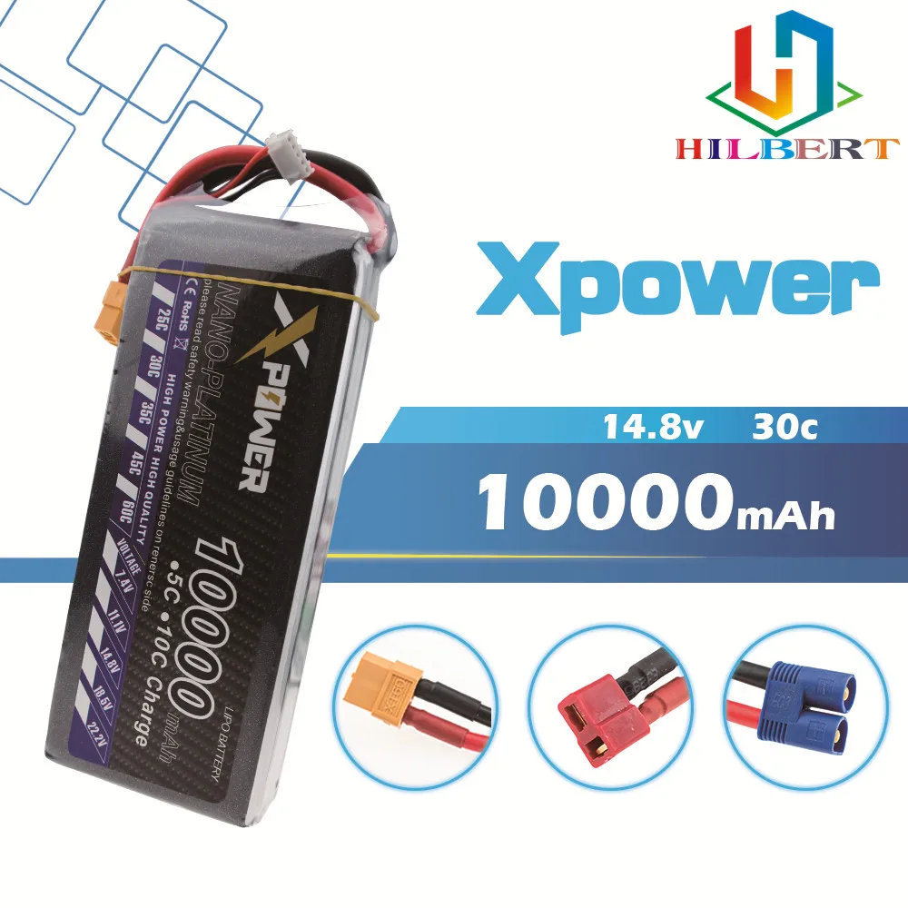 

High quality 14.8V 4s 10000mAh 30C max 35C Xpower XT60 T EC5 XT90 plug Lipo battery for rc drone Helicopter Airplane parts