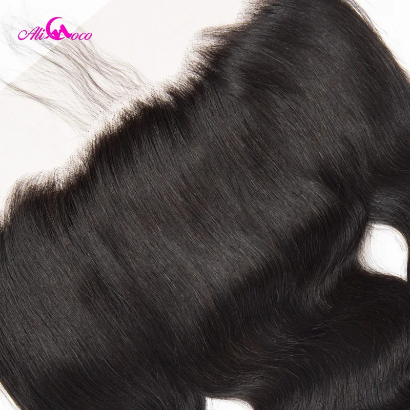 Ali Coco Brazilian Body Wave 13*6 Lace Frontal Closure With Baby Hair Natural Color 8-20 Inch 100%