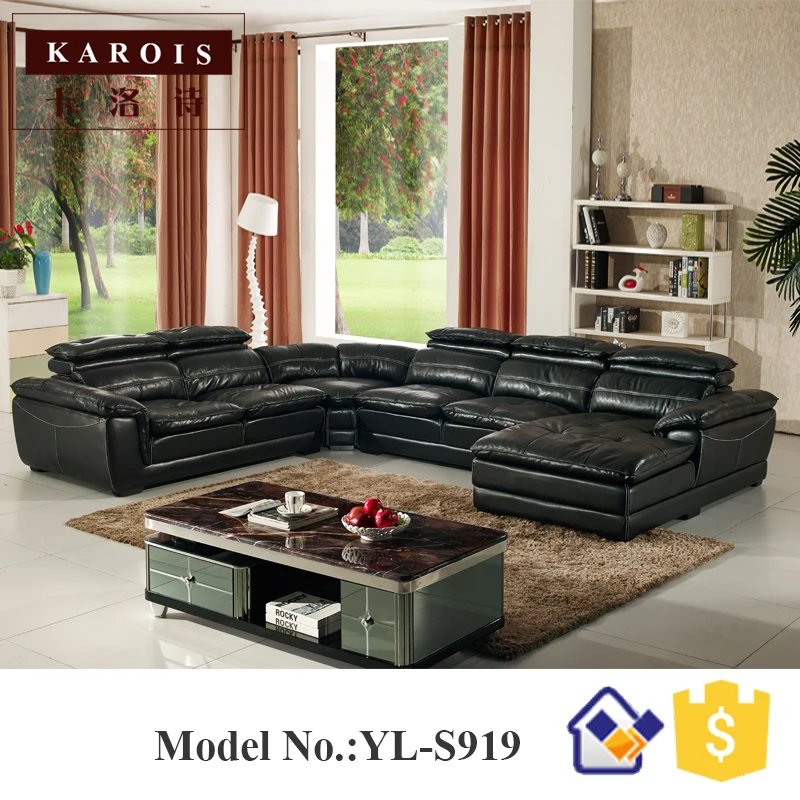 S919Factory groothandel U vorm Italië lederen sofa set voor ... S919Factory groothandel U vorm Italië lederen sofa set voor ...