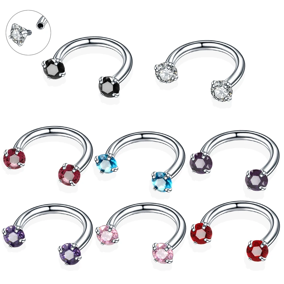 

1PC Steel Earring Internal Piercing Septo Nose Lip Eyebrow Ear Septum Cartilage Helix Captive Hoop Rings Piercing Jewelry