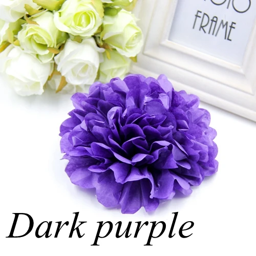 " 6" " 10" 1" 14" Папиросные бумажные помпоны для свадебных шаров, помпоны на день рождения, вечеринки, принадлежности для детского душа, свадебные украшения для дома - Цвет: Dark purple