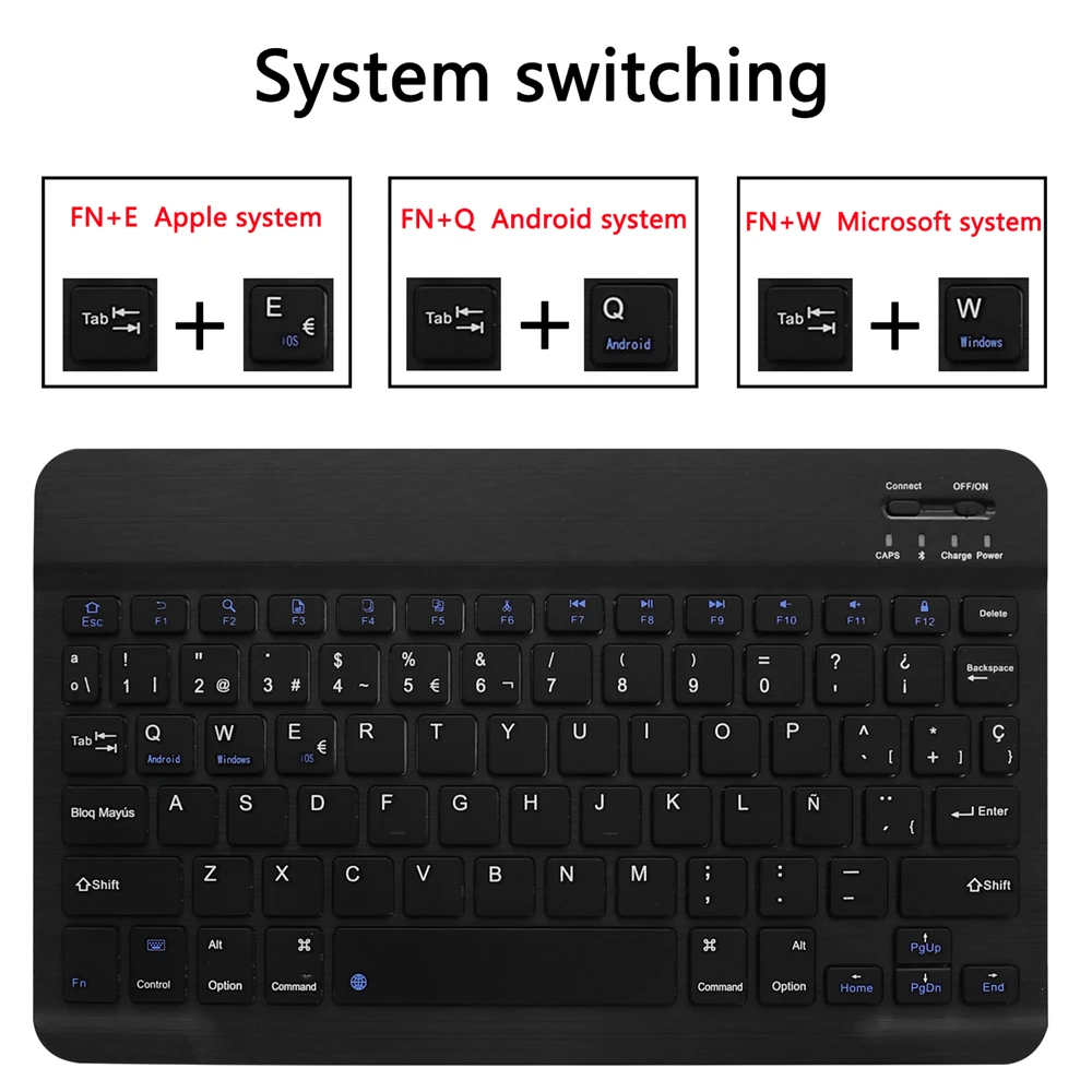Ultra Slim Алюминий Беспроводной Bluetooth Испанский клавиатура для IOS Android Tablet PC Windows для iPad Bluetooth Испанский Teclado