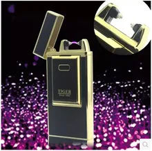 Tiger cigarette lighter plasma windproof metal pulse charge usb lighters electronic Cigar lighter Gadgets For Men Gift Smoking