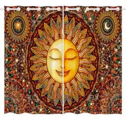 HommomH шторы (2 панели) Втулка Топ затемнение комнаты вдохновляющие Солнце Мандала