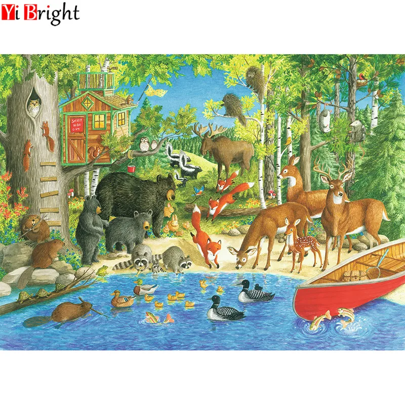

5D DIY full square diamond painting cross stitch animal 3D diamond cartoon embroidery rhinestone mosaic home decoration XY1