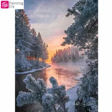 Эра снежное озеро 5d Алмазная мозаика Sundown ручная алмазная