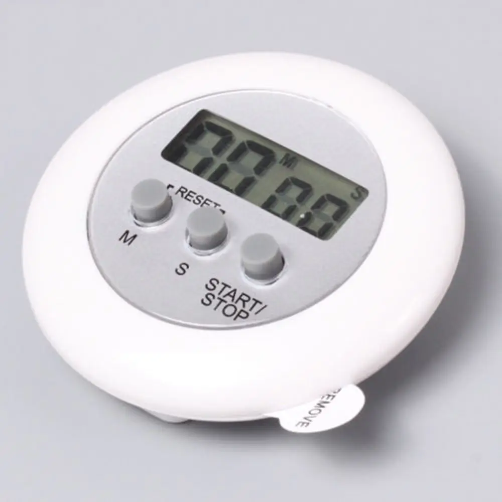 Круглая форма цифровой магнитный ЖК секундомер таймер кухня гоночный будильник Cn - Цвет: White