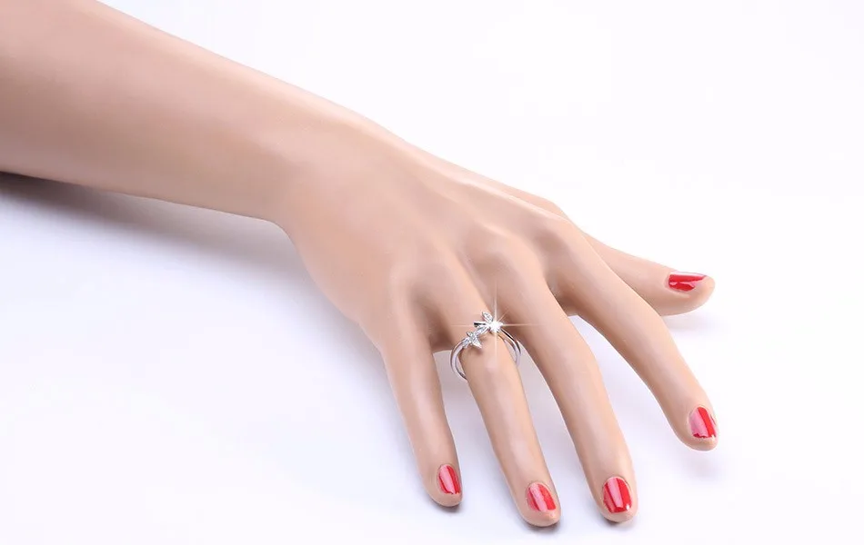 Effie queen натуральная 925 пробы Серебряное кольцо с украшением в виде цветка для Для женщин Для мужчин свадебные бабочка дизайн регулируемая Размеры перстни BR10