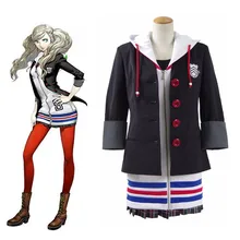 Persona 5 Anne Takamaki Dress Cosplay Costume Christmas Halloween Jacket Coat Dress+Skirt +Shirt+ Stockings Sets for Girl Woman