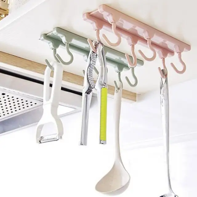 Best Offers 6 Organizer Kitchen Cabinet Wall Cabinet Hook Kitchen Storage Strong Sticky Hooks Wardrobe Clothes Storage Shelf