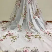 Свадебный 3d цветок s ткань, тяжелая бисерная кружевная ткань с 3d цветок и стразы