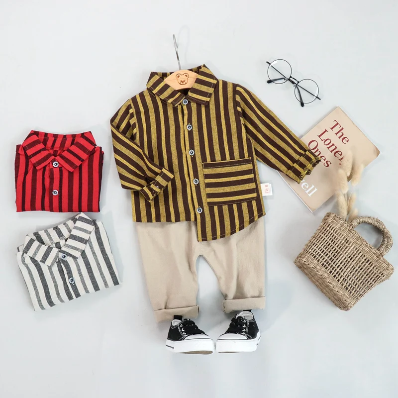 

2019 Autumn Baby Infant Clothing Sets Toddler Boys Clothes Suits Striped T Shirt Pants Kids Children Costume Suit