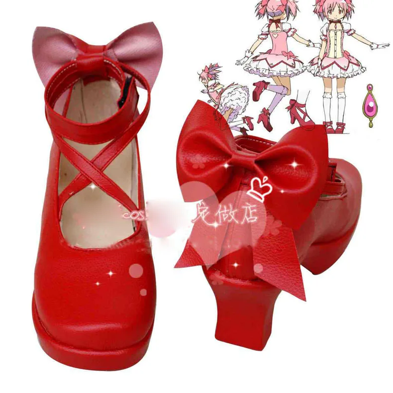 

Anime Puella Magi Madoka Magica Kaname Madoka Cosplay Boots costume shoes Custom Made Halloween Free Shipping