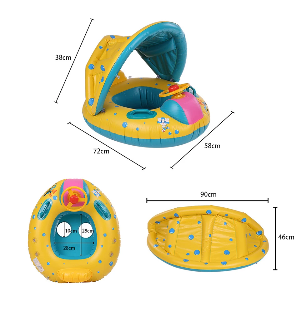 Летний надувной круг для купания ребенка кольцо детская мультяшная машина водные игрушки для ванной новорожденный поплавок Регулируемый Зонт аксессуары для плавания
