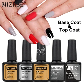 

MIZHSE 2019 New Arrival Base and Top Coat Gel Nail Polish UV LED 10ml Matte Top Coat Soak Off Nail Art Gel Varnish Lacquer