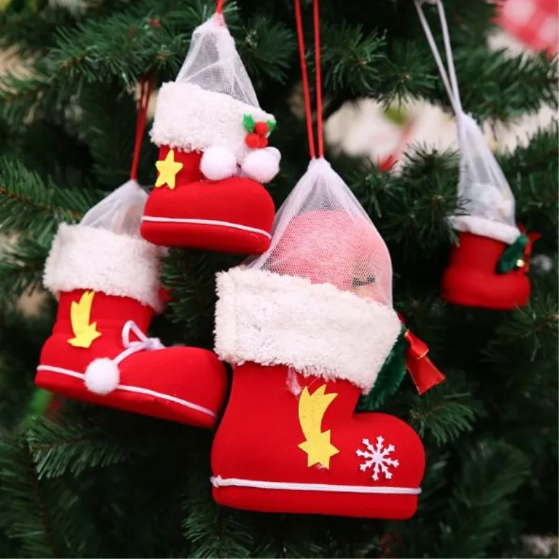 4 шт./партия, рождественские ботинок для конфет, подарки, рождественские украшения для домашнего чулок, натальные украшения, новогодние украшения, 4 размера