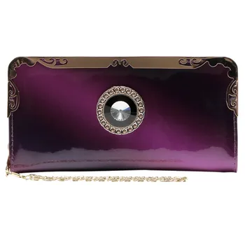 

Long Wallet Women Fashion Patent Leather Gradient Color Wallet Rainbow Purse Ladies Portable Zipper Chain Clutch Bag Handbag