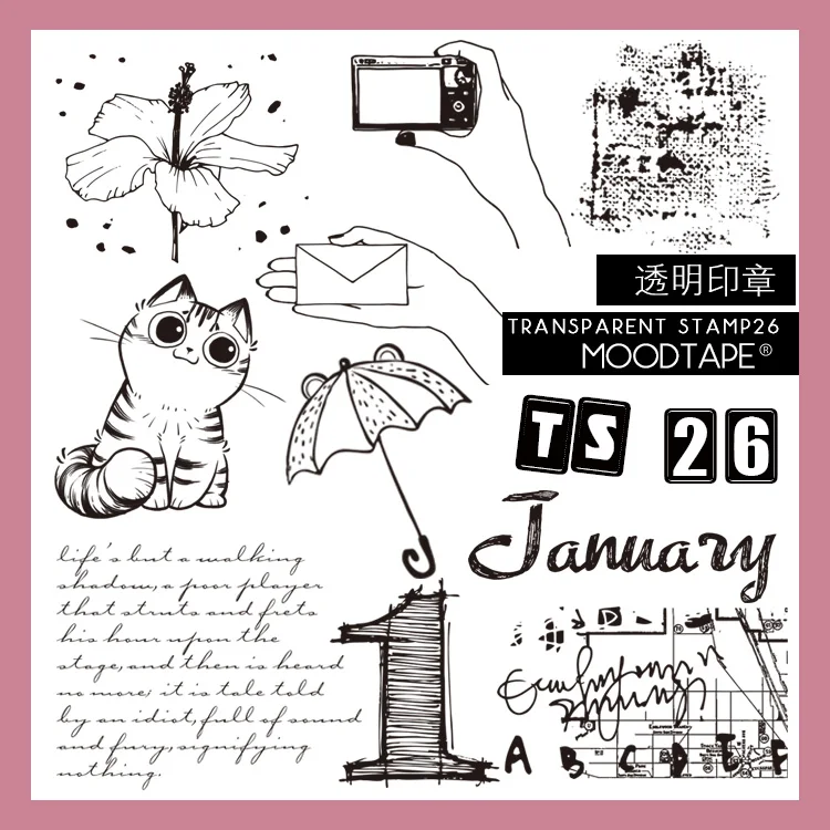 

moodtape vintage clear stamp for DIY scrapbooking/photo album Decorative transparent stamp cat month rubber stamp seal