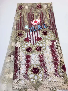 

Rhinestone plus thread embroidered French net Nigerian lace 5143 African lace fabric suitable for dress ladies clothing design