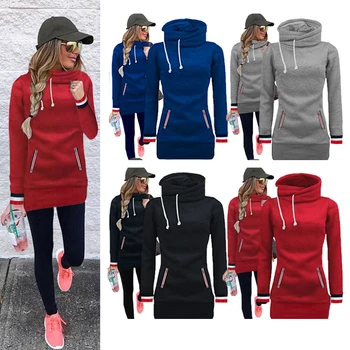 

Wipalo Autumn Winter Casual Women Sweatshirts Stand Collar Striped Pullover Hoodies Sweatshirt Outwear Hoody Coat Clothing 2019