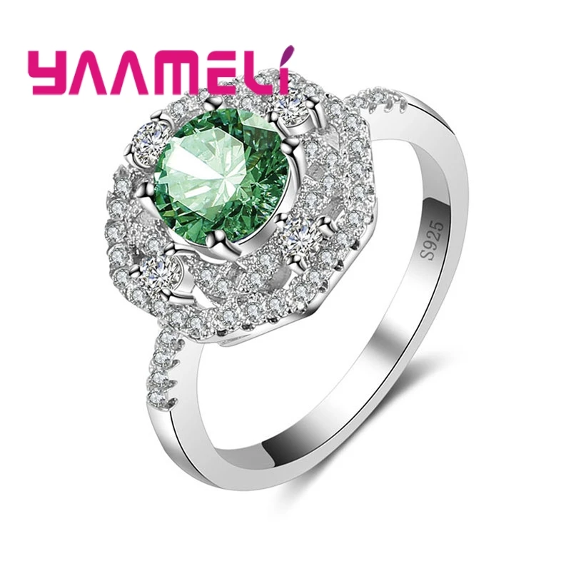 Привлекательное Новое модное роскошное круглое обручальное кольцо для женщин AAAAA Циркон CZ 925 пробы Серебряное женское кольцо