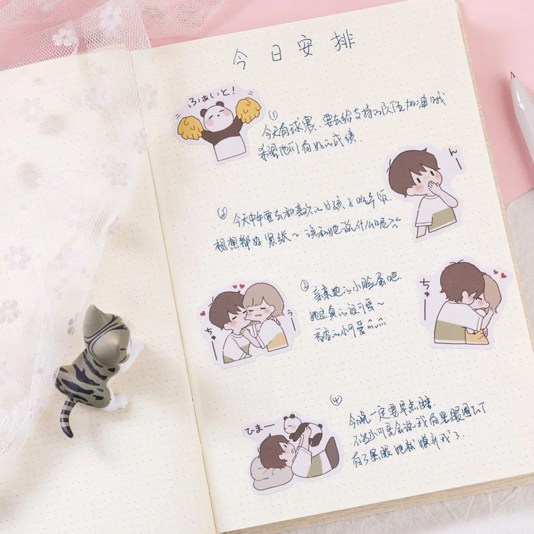 Mohamm Kawaii Panda dla nieletnich śliczne naklejki na zamówienie naklejki pamiętnik stacjonarne płatki księga gości DIY dekoracyjne naklejki