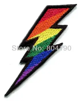 

Lightning bolt gay lesbian pride rainbow retro LGBT applique Iron On PATCH Trans flag lgbtq accessories lgbtq pride lgbtq shirt