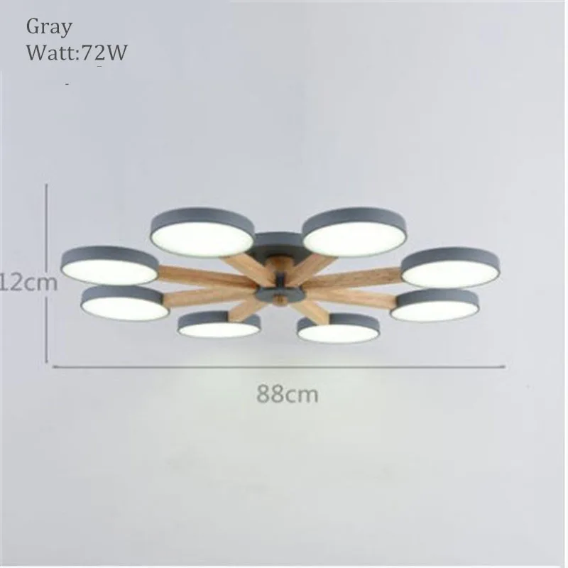 Скандинавские цветные светодиодные потолочные лампы деревянная атмосфера Plafonnier Led для спальни столовой Современный простой Lamparas de techo - Цвет корпуса: 8 Lights Gray