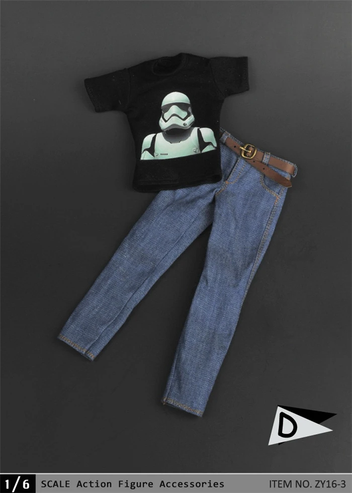 ZYTOYS 1/6 Printed T-shirt Jeans Belt Set Male Figurine Clothes For 12 inches Soldier Action ZYTOYS 1/6 Printed T-shirt Jeans Belt Set Male Figurine Clothes For 12 inches Soldier Action