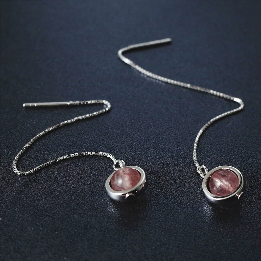 stawberry crystal ear line 100% 925 Sterling silver Jewelry fashion Hypoallergenic dangle earrings for women gift