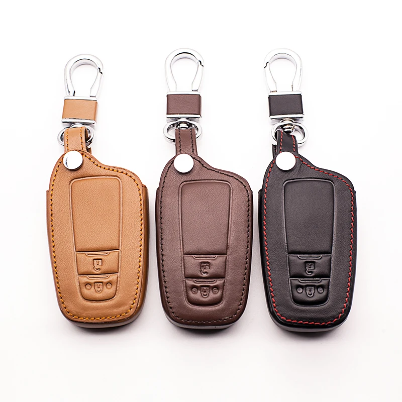 

Top layer leather Genuine Leather car key caseKeyboard cover for Toyota CHR C-HR 2017 Prius 2 buttons car keys accessories