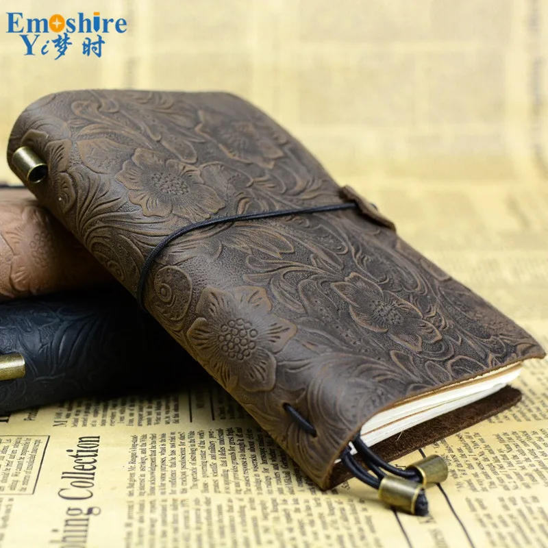Emoshire Tied the rope travel Notepad custom handmade leather leather notebook retro European-style diary gift (14)