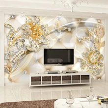 Пользовательские фрески обои 3D стерео жемчуг и драгоценности фото настенная ткань Европейский Стиль Гостиная ТВ диван фон роскошные фрески
