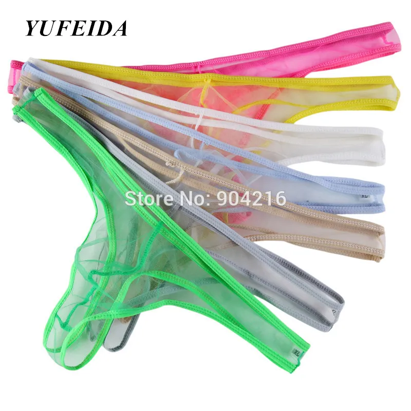 

8PCS Men Mesh Thongs Sexy Underwear Multi Colors See Through Male G string Transparent String Jockstrap Underwear T-back