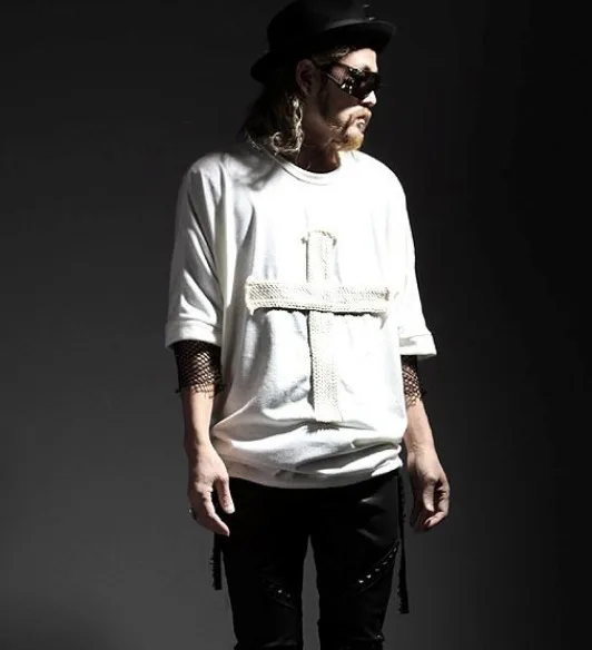Loose font b Men b font T font b Shirt b font Decoration Personality Cross Bat