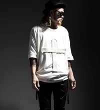 Loose Men T Shirt Decoration Personality Cross Bat Loose British Plus Size Hip Hop Fitness Brand T Shirt Men