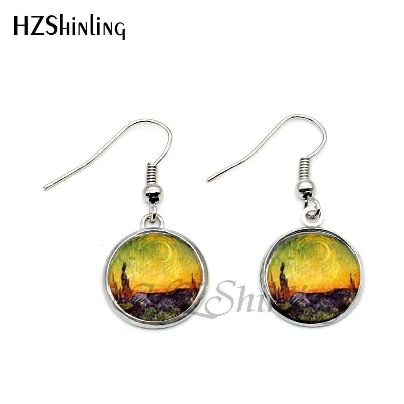 Фотообои с изображением звездной ночи|painting earrings|art earringsvan gogh earrings |