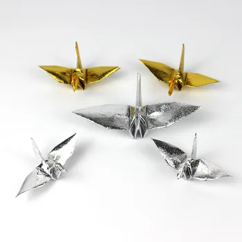 

50pcs Gold silver Handwork Origami Crane For Wedding Decorations Handmade Crane Birthday Decoration Party Holiday DIY Decoration