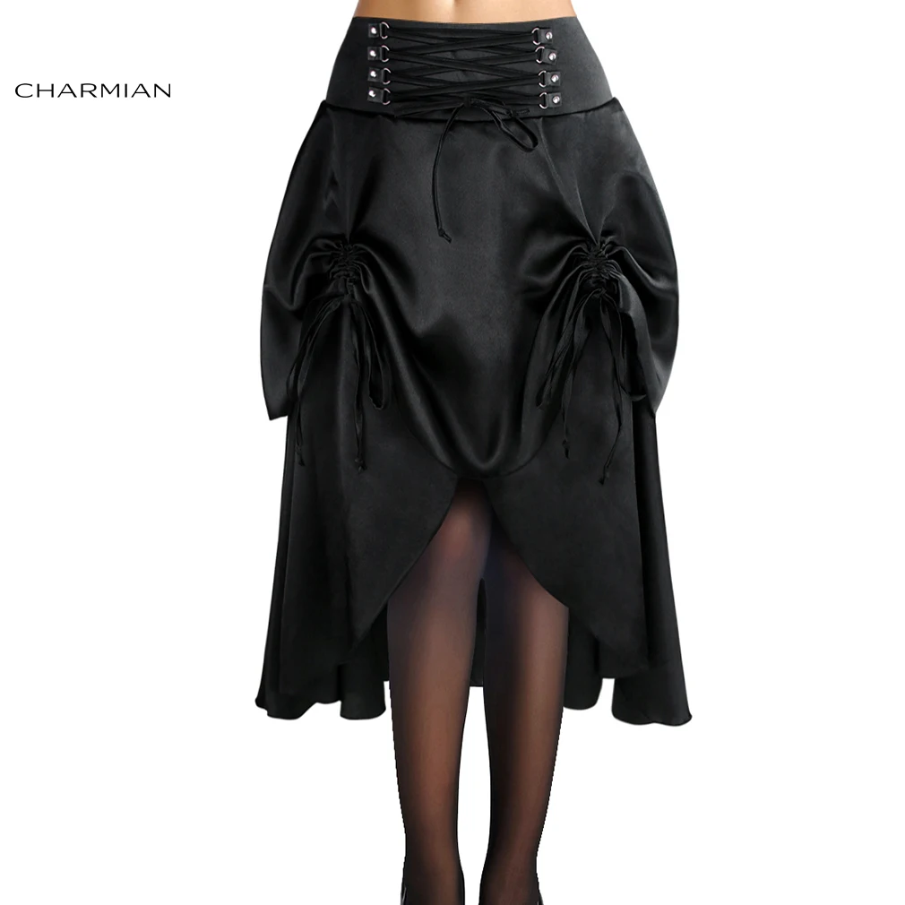 Charmian Women's Sexy Victorian Gothic Vintage Skirt Lace Up Ruffled