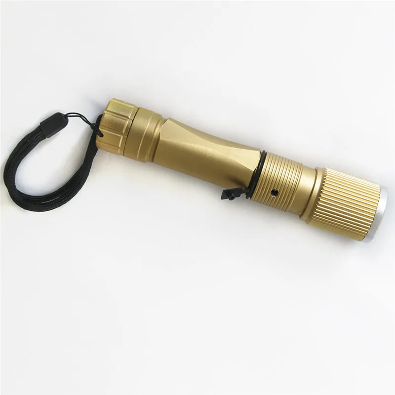 18650 Battery Flashlight Lamp With Compass For Outdoor Tactical XML Q5 LED 2500LM Gold