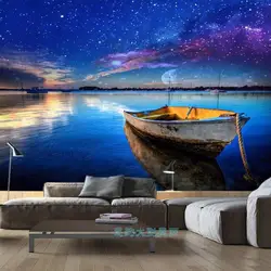 Пользовательские 3d росписи 3D заказ росписи обоев сумерках морской пейзаж фоне обоев красивая звезда Средиземное море настенная