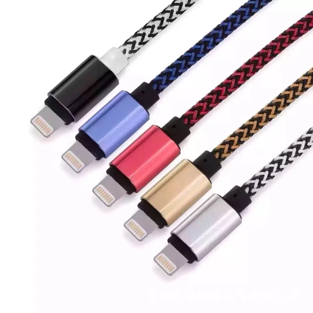 1M/3FT Nylon Braided USB 8pin Data Sync Charger Cable For Apple Iphone