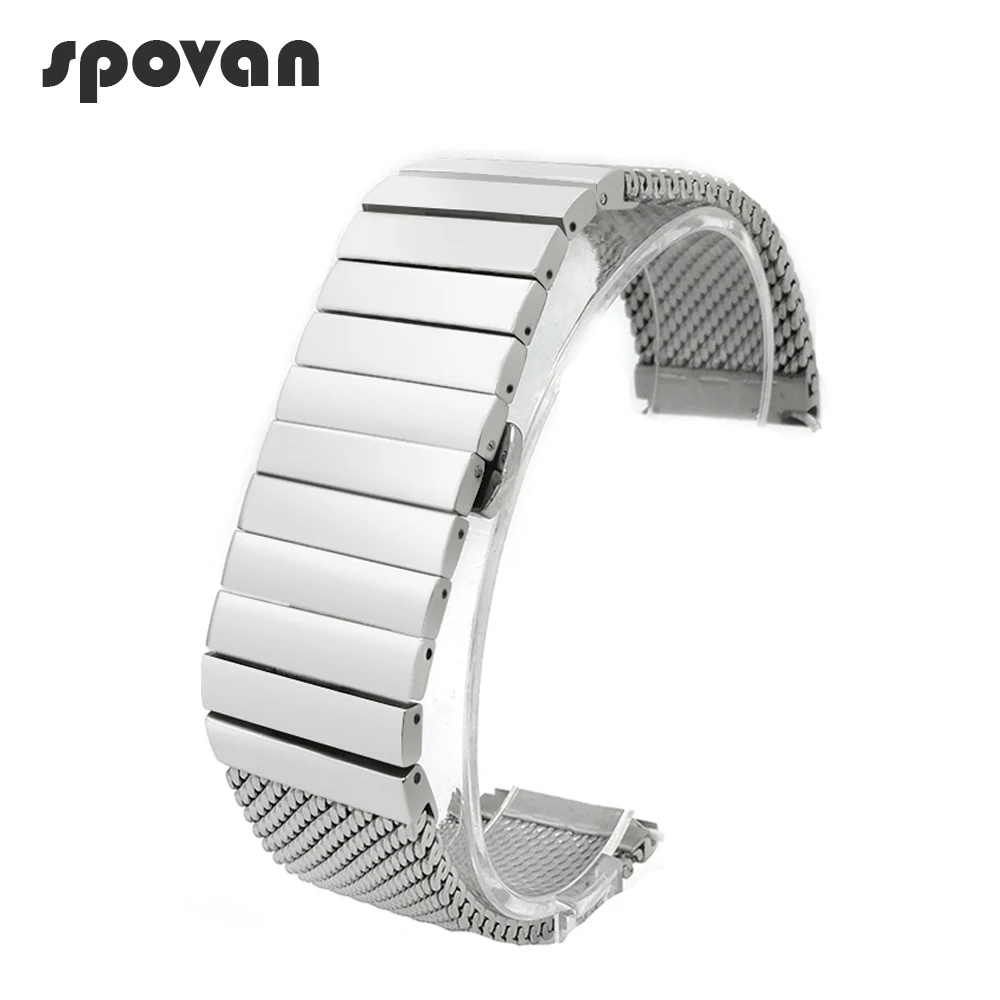 

SPOVAN Top Quality Stainless Steel Braided Mesh Milanese Strap Watch Bands for Sports Watch Watchbands 22mm/24mm SPV04