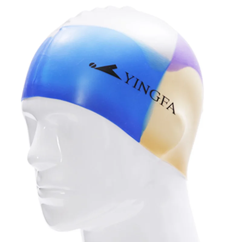 New Multicolor Sporty Silicone Swimming Caps Athlete Particle Swimming Hat Pool Wear Men and Women Protect Ears Bathing Cap - Цвет: 3