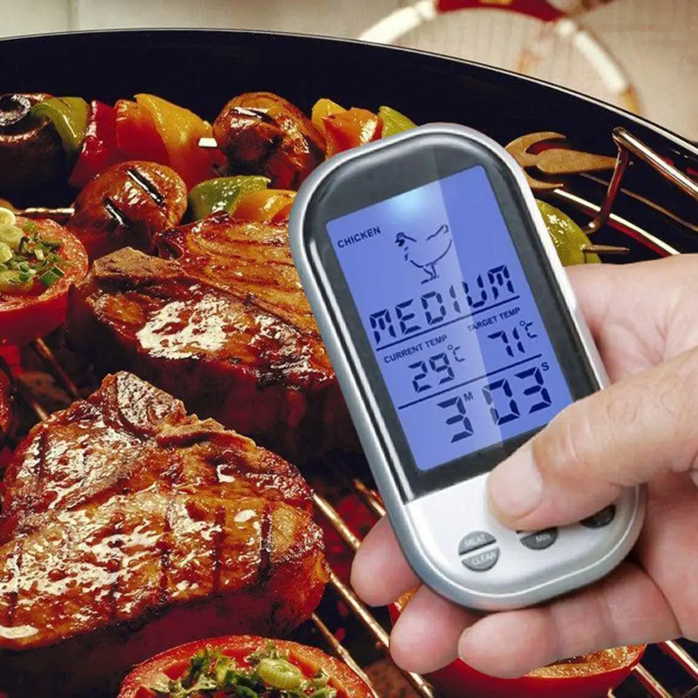 Wireless Barbecue Thermometer Long Range Digital Smoker Meat Thermometer With Dual Probe for BBQ, Oven, Smoker, Grill