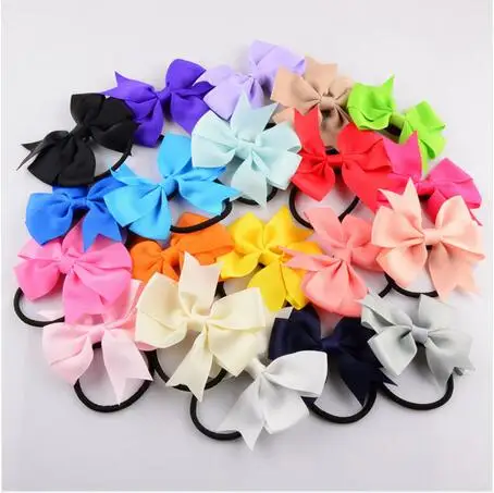 

bow girls kids elastic hair bands rubber band satin ribbon bows accessories for girls hair ties rope Scrunchie Ponytail Holder