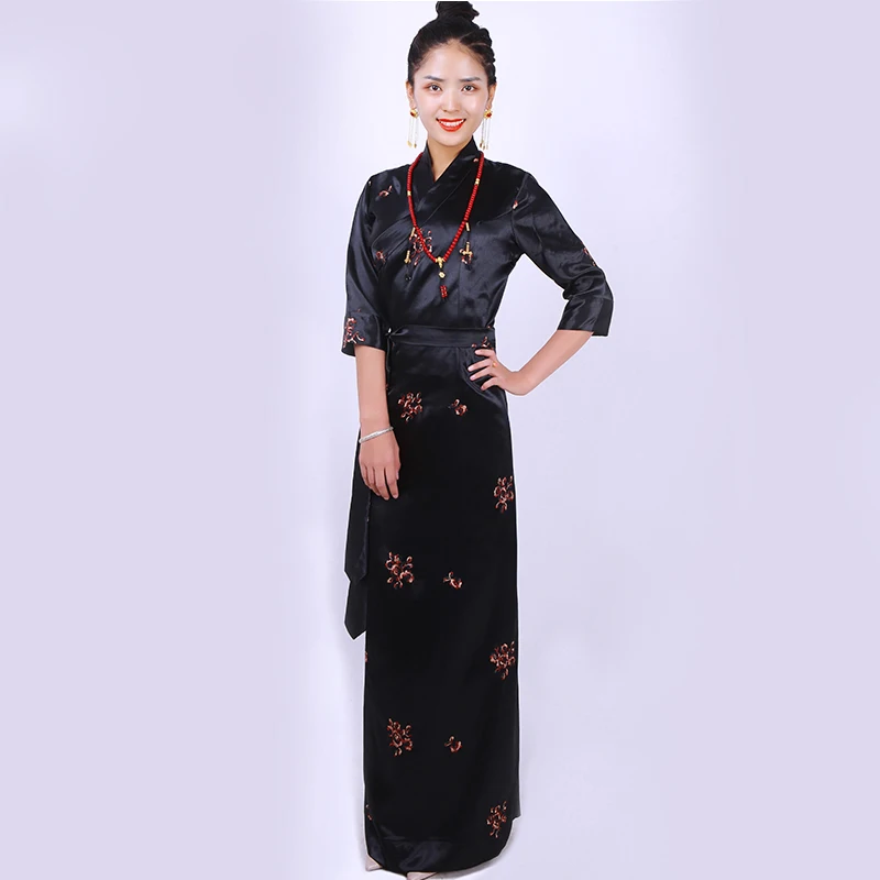 Nepal Myanmar Holiday Women Original Ethnic Tibet summer Costume dress women Tibetan Gown three-dimensional carved long Robe